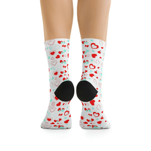 Heart Pattern DTG Socks - Frost