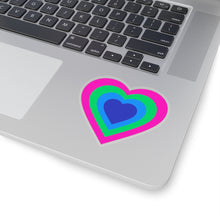 Load image into Gallery viewer, Polysexual Pride Heart Kiss-Cut Stickers