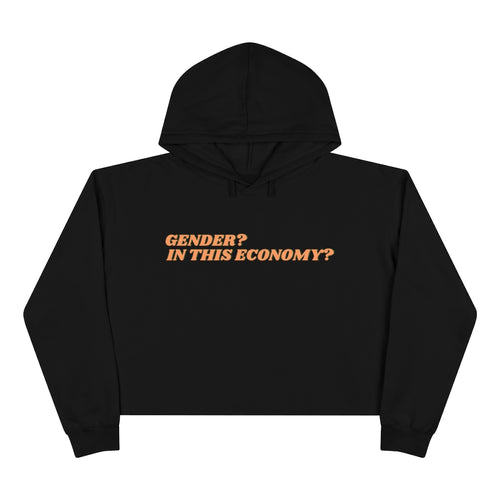 Gender? In This Economy? Unisex Crop Hoodie - Burnt Clementine