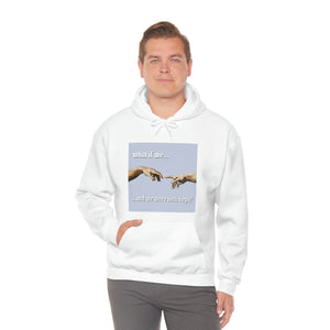 "What if We Recreated the Creation of Adam by Leonardo Da Vinci...and We Were Both Boys?" Unisex Heavy Blend™ Hooded Sweatshirt