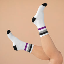 Load image into Gallery viewer, Asexual Flag Stripe Pride DTG Socks