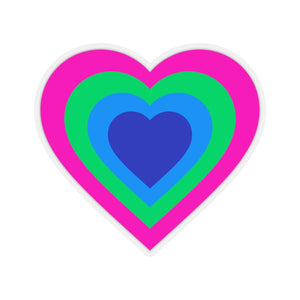 Polysexual Pride Heart Kiss-Cut Stickers