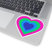 Load image into Gallery viewer, Polysexual Pride Heart Kiss-Cut Stickers