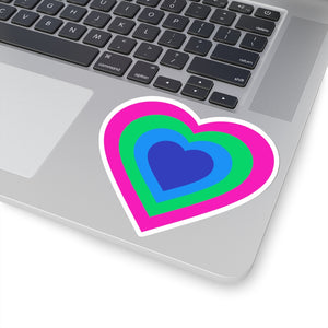 Polysexual Pride Heart Kiss-Cut Stickers