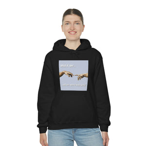 "What if We Recreated the Creation of Adam by Leonardo Da Vinci...and We Were Both Girls?" Unisex Heavy Blend™ Hooded Sweatshirt