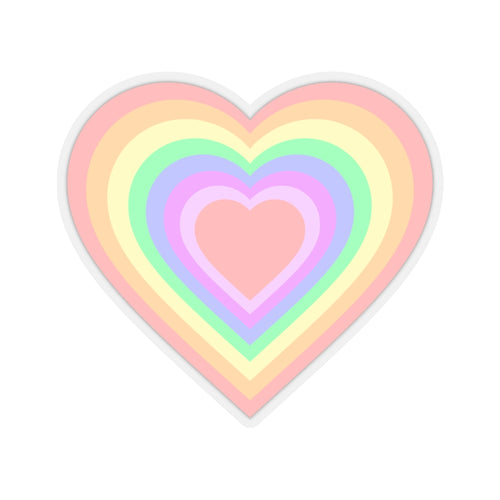 Pastel Rainbow Pride Heart Kiss-Cut Stickers