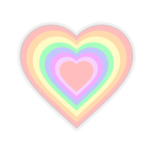 Pastel Rainbow Pride Heart Kiss-Cut Stickers