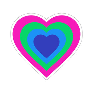 Polysexual Pride Heart Kiss-Cut Stickers