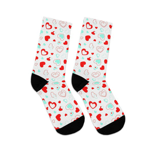 Heart Pattern DTG Socks - Frost