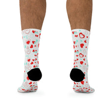 Load image into Gallery viewer, Heart Pattern DTG Socks - Frost