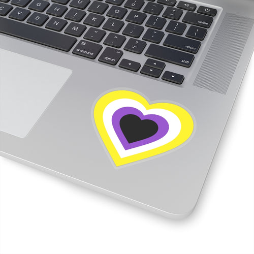 Nonbinary Pride Heart Kiss-Cut Stickers