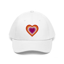 Load image into Gallery viewer, Lesbian Pride Heart Unisex Twill Hat