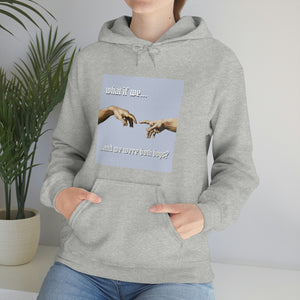 "What if We Recreated the Creation of Adam by Leonardo Da Vinci...and We Were Both Boys?" Unisex Heavy Blend™ Hooded Sweatshirt