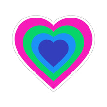 Load image into Gallery viewer, Polysexual Pride Heart Kiss-Cut Stickers