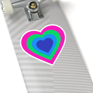 Polysexual Pride Heart Kiss-Cut Stickers