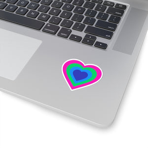 Polysexual Pride Heart Kiss-Cut Stickers