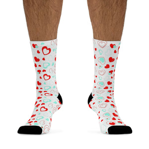 Heart Pattern DTG Socks - Frost