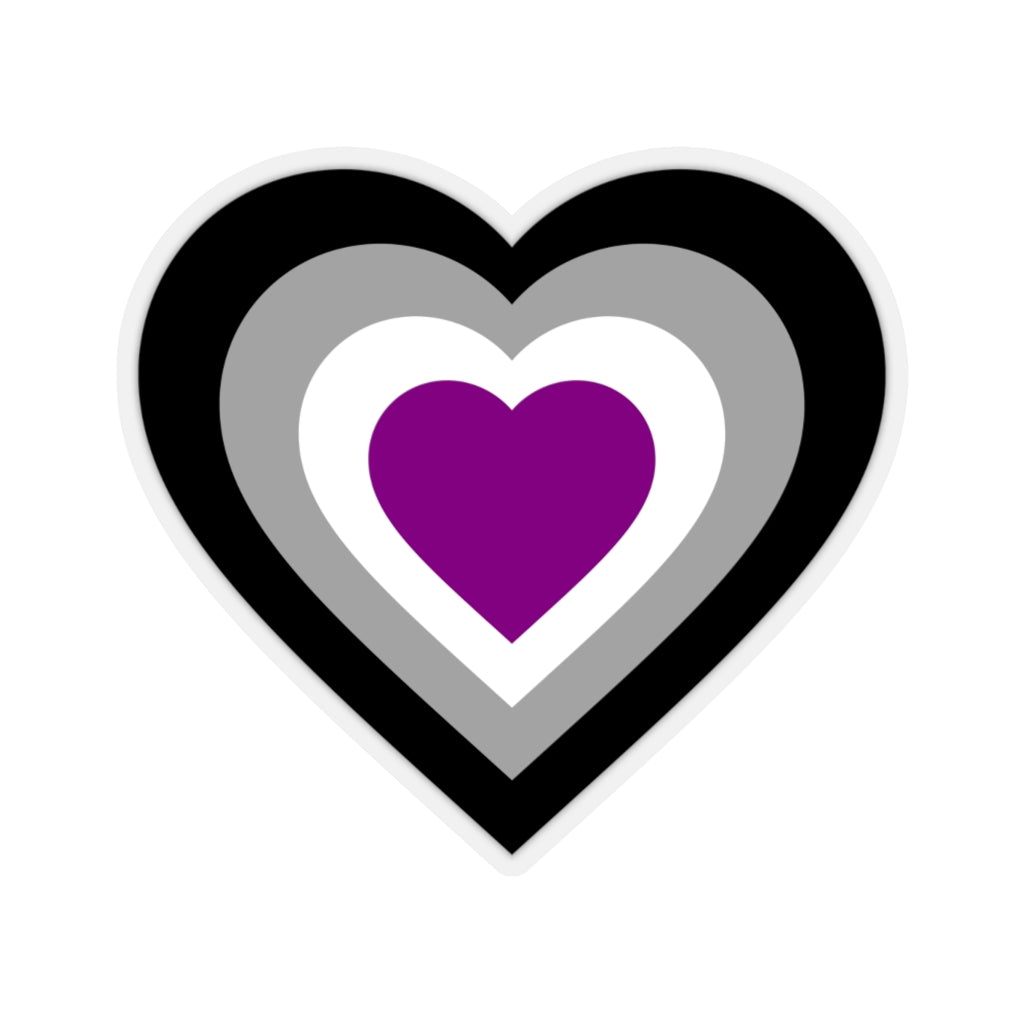 Asexual Pride Heart Kiss-Cut Stickers