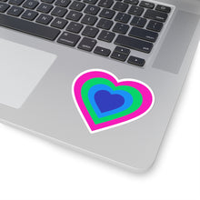 Load image into Gallery viewer, Polysexual Pride Heart Kiss-Cut Stickers