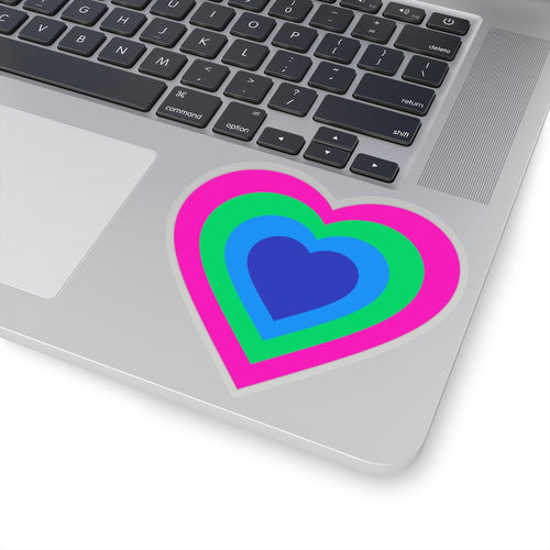 Polysexual Pride Heart Kiss-Cut Stickers