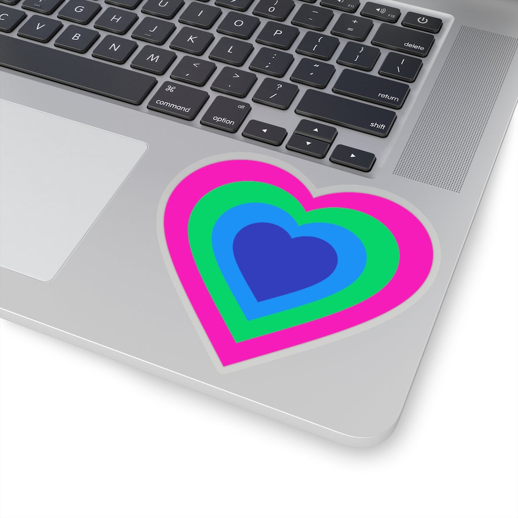 Polysexual Pride Heart Kiss-Cut Stickers