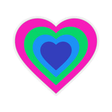 Load image into Gallery viewer, Polysexual Pride Heart Kiss-Cut Stickers